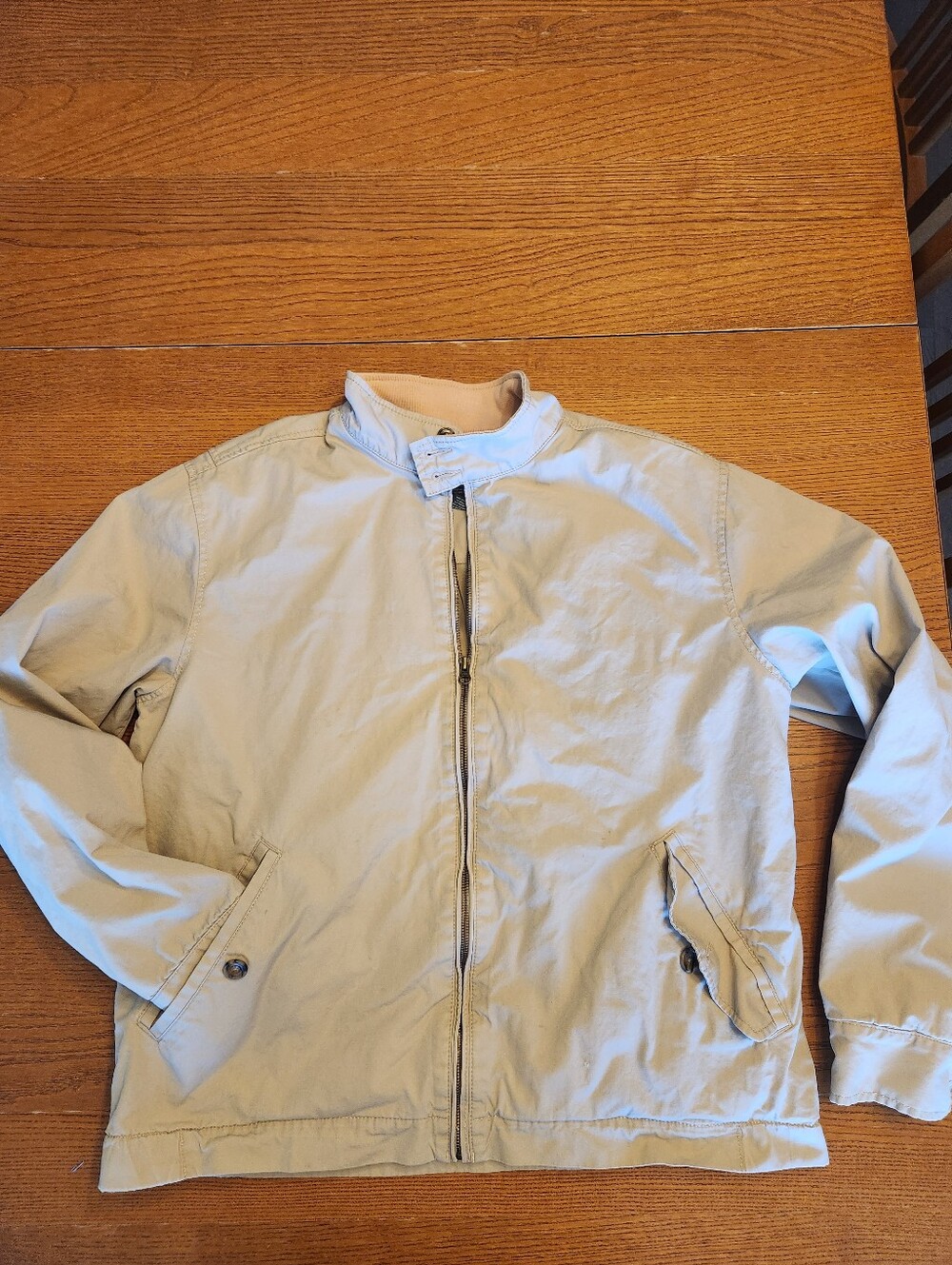 Eddie Bauer Light Khaki Zip-Up Shirt Jacket